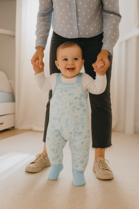 Bavlnené polodupačky - lacláčky Mestečko modré Baby Service