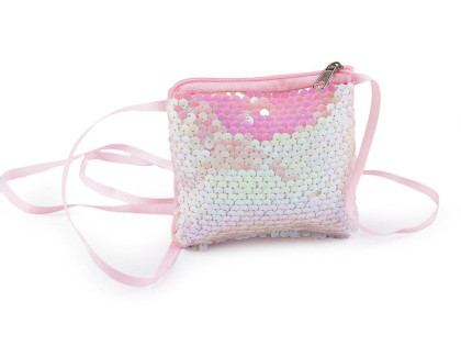 Dievčenská kabelka / puzdro na krk s flitrami 11x10 cm