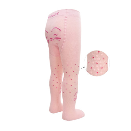 Pančucháče s protišmykom 3x ABS veľ. 80/86 ružové mačka Be Snazzy