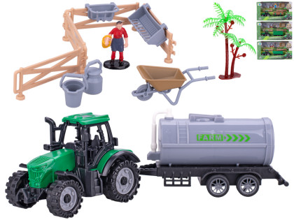 Traktor s vlečkou 19 cm voľný chod s doplnkami