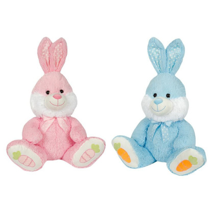Plyšový králik sediaci modrý/ružový 70 cm