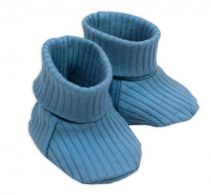 Rastúci rebrovaný overálok, čiapočka a topánočky Nature - jeans Baby Nellys