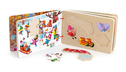 Drevená knižka s puzzle 4 ročné obdobia Vilac