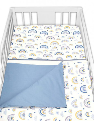 Bavlnené obliečky do postieľky 2dielne Dúha s potlačou modrá Baby Nellys