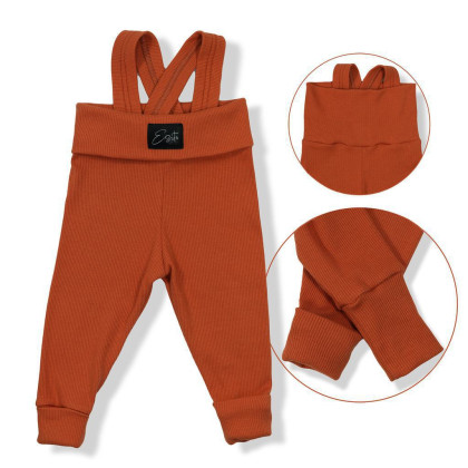 Rastúce rebrované nohavice s trakmi Color Sandy - piesková Esito