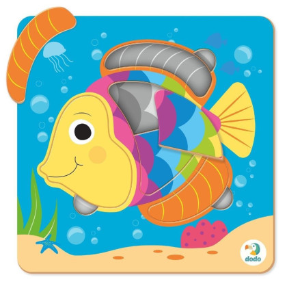 Puzzle dosková ryba 15x15 cm, 5 dielikov