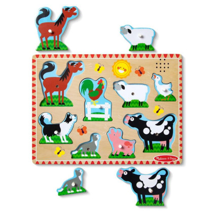 Drevené puzzle so zvukmi Zvieratá na farme Melissa & Doug