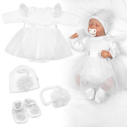 Luxusná 4D slávnostná sada oblečenia pre bábätko Girl biela
