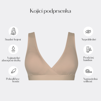 Dojčiaca podprsenka bambus Nuuma Nude s vyberateľnými vložkami + pracie vrecko Moniel