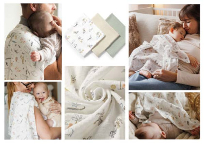 Mušelínové - super mäkké plienky, 3 ks 70x70cm Mätová Baby Ono