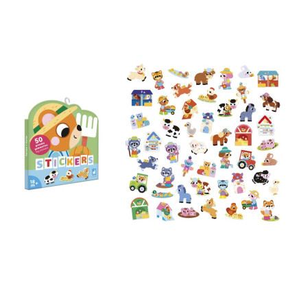 Veľké samolepky Farma 50 ks Stickers Janod
