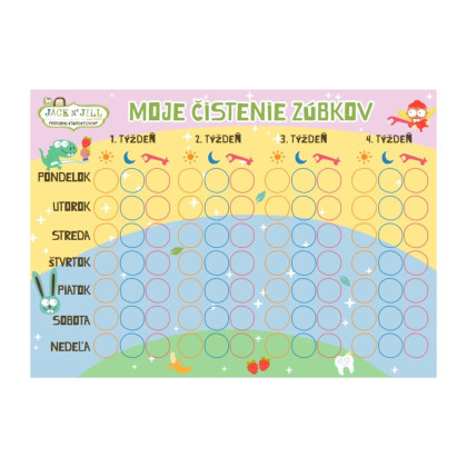 Motivačná tabuľka čistenia zúbkov s nálepkami