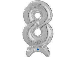 Fóliový balónik stojaci strieborná 64 cm číslica