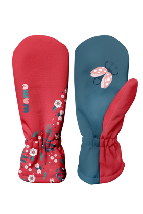 Detské softshellové rukavice Lienky červená