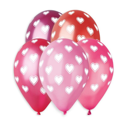 Balónik metal 33 cm - Srdiečka 10 ks