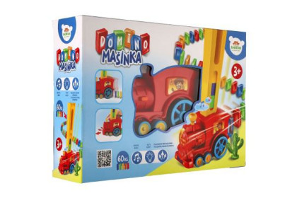 Lokomotíva/Vlak domino stavací plast 16 cm na batérie so zvukom so svetlom