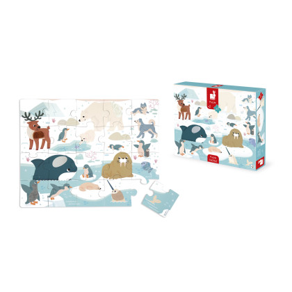 Puzzle dotykové senzorické Polárny kruh s rôznymi povrchmi 20 ks Janod