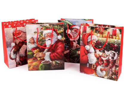 Vianočná darčeková taška s glitrami 32 x 26 x 10 cm Santa 4