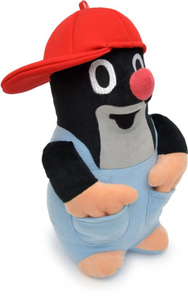 Krtko 26 cm, nohavičky, šiltovka červená, plyšová hračka