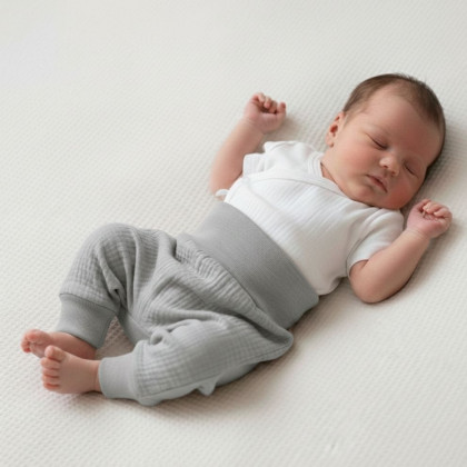 Dojčenské nohavice - buggy mušelín šedá Baby Service