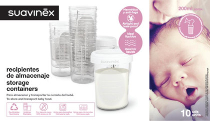 Skladovacie poháriky 200 ml Suavinex 10 ks