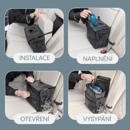 Odpadkový kôš do auta vodotesný s vekom black Zopa