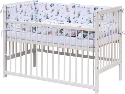 Detská postieľka s kompletnou výbavou Scarlett Peko 120 x 60 cm biela