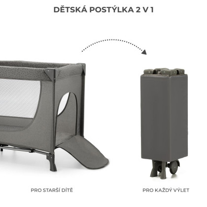 Postieľka cestovná Joy 2 Dark grey Kinderkraft