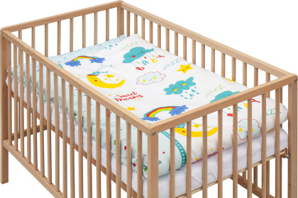 Detská postieľka s kompletnou výbavou 120 x 60 cm prírodná Papilo Scarlett