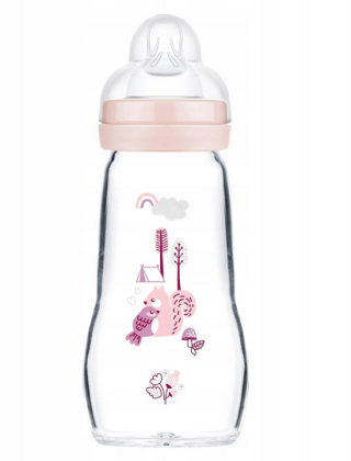 Detská antikoliková sklenená fľaša Feel Good 260 ml MAM