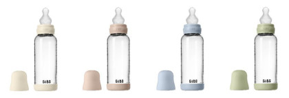 Antikoliková sklenená fľaša so silikónovým cumlíkom 240 ml BIBS