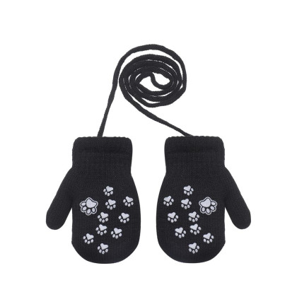 Zimné palcové zapletené rukavičky so šnúrkou labky 9 - 12 mesiacov