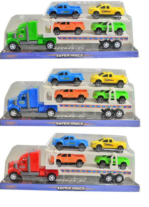 Ťahač s autami na zotrvačník