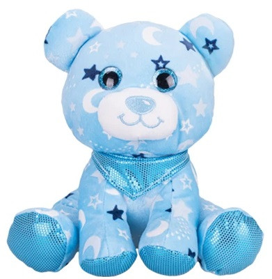 Medvedík plyšový 20 cm sediaci so šatkou svietiacou v tme 0 m+