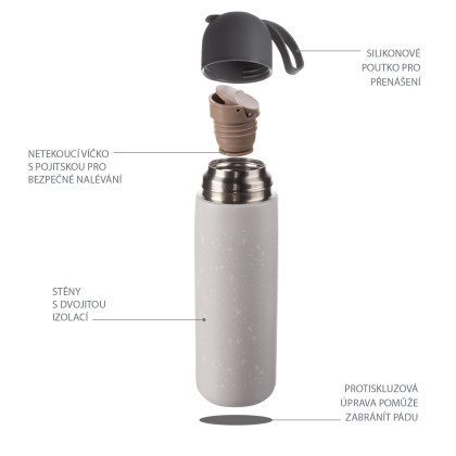 Termoska na tekutiny so silikónovým držiakom 400 ml Zopa