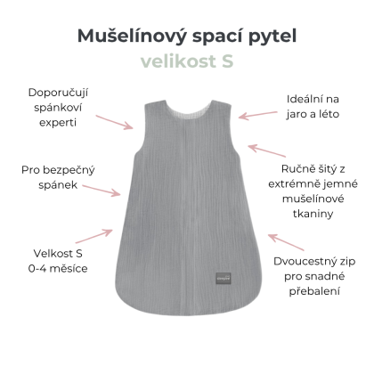 Letný a jarný mušelínový spací vak Love béžový so srdiečkami Sleepee