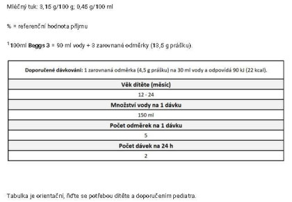 Beggs 3 batoľacie mlieko (800 g)