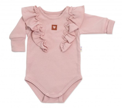 Rastúce body Nature s dlhým rukávom a volániky staroružovej Baby Nellys