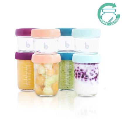Sklenené misky s viečkami Multiset 4 x 100 ml + 4 x 220 ml Babymoov
