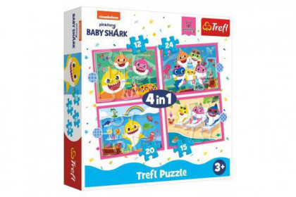 Puzzle 4v1 Rodina žralokov/Baby Shark