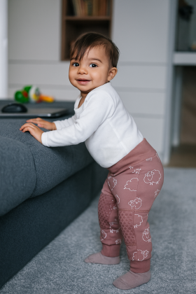 Nohavice s protišmykom bavlna ovečka hnedá