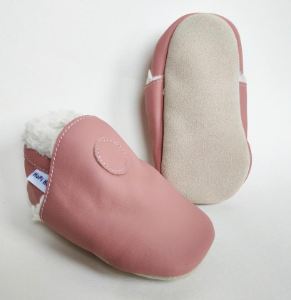 Kožené capáčky Barefoot Zimné Ružové Hopi Hop