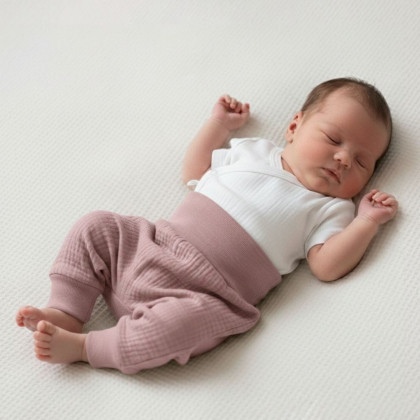 Dojčenské nohavice - buggy mušelín ružová Baby Service