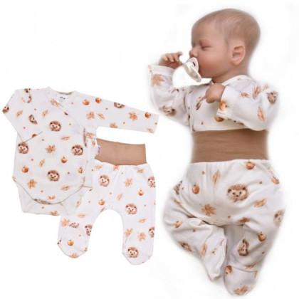 Bavlnená 2D sada oblečenia pre bábätko Ježko ecru Baby Nellys