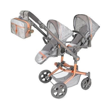 Skladací kočík pre dvojčatá bábiky s batôžkom City X - 91 cm DeCuevas