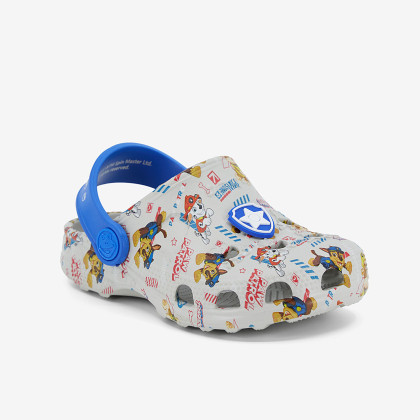 Detské clogsy nazúvaky Tlapková patrola Little Frog sivé s amuletom Coqui