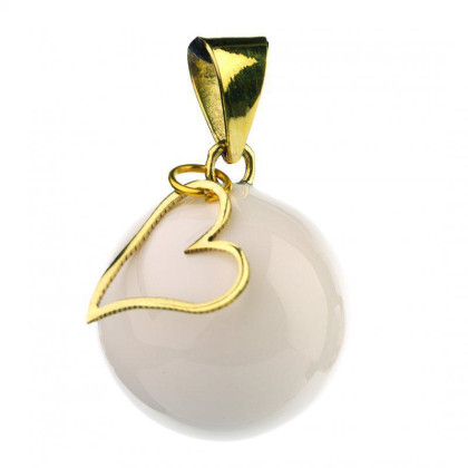 Tehotenská rolnička Essentials White with heart charm