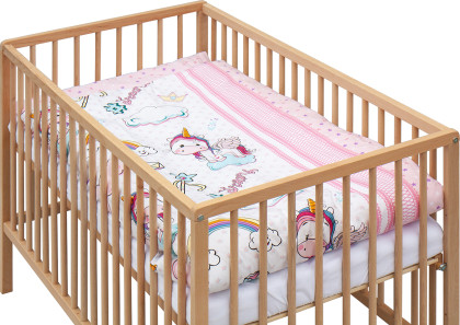 Detská postieľka s kompletnou výbavou 120 x 60 cm prírodná Oniko Scarlett