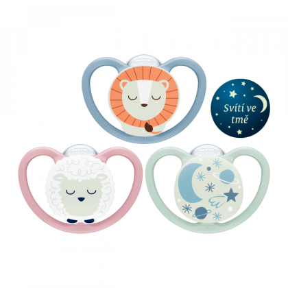 Silikónový cumlík Space Night (6-18 m.)) 2 ks box