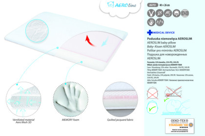 Vankúš Aeroslim z pamätovej peny 36 x 26 cm BabyMatex